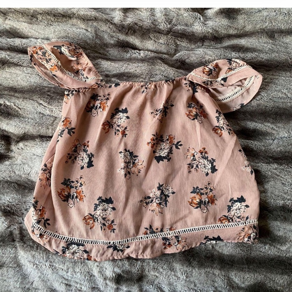 Off the Shoulder Summer Pink Floral Top